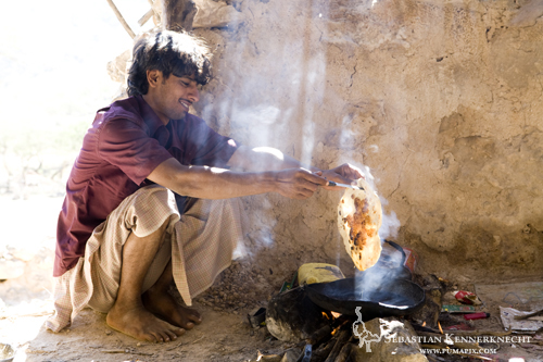 Bedouin making bread, Hawf Protected Area, Yemen