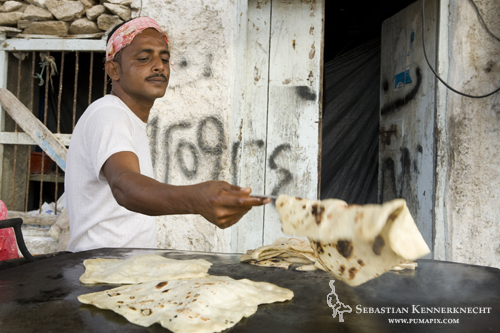 Making bread in city, Hawf Protected Area, Yemen