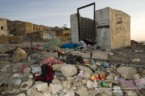 Trash in Hawf city, Hawf Protected Area, Yemen
