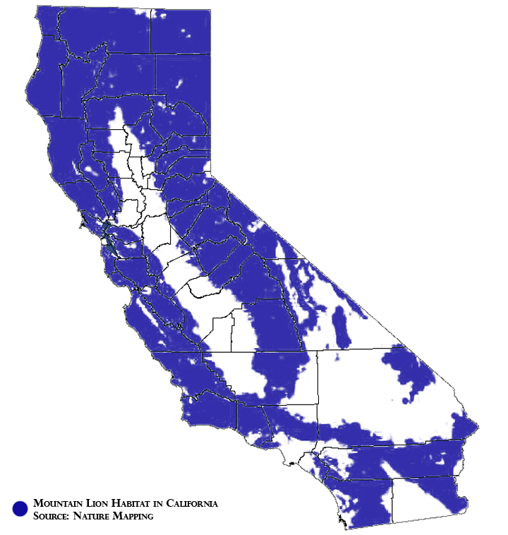Mountain Lion Habitat in California. Source: Nature Mapping